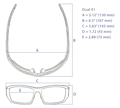 Brillenmaß Sportbrille mit Lesebrille X1