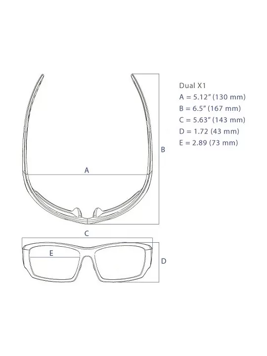 Sportbrille mit Lesebrille  X 1 inkl. Etui und Austauschbügel