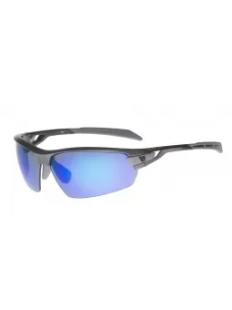 Sportbrille mit Leseteil PHO blau verspiegelte Gläser, Rahmen grau