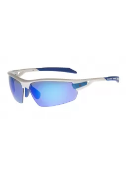 Sportbrille mit Leseteil PHO blau verspiegelte Gläser, Rahmen weiss