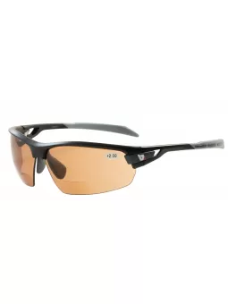 Sportbrille mit Leseteil PHO mit braunen selbsttönenden Gläsern, Rahmen schwarz
