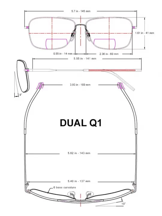 Sonnenbrille mit Lesebrille für Piloten Q1