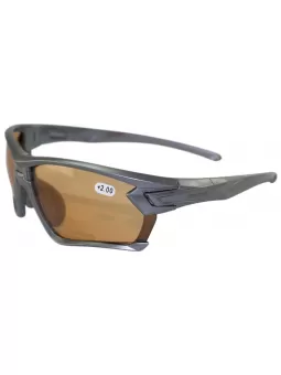 Touren Sportbrille mit Leseteil PHO mit braunen selbsttönenden Gläsern, Rahmen grau